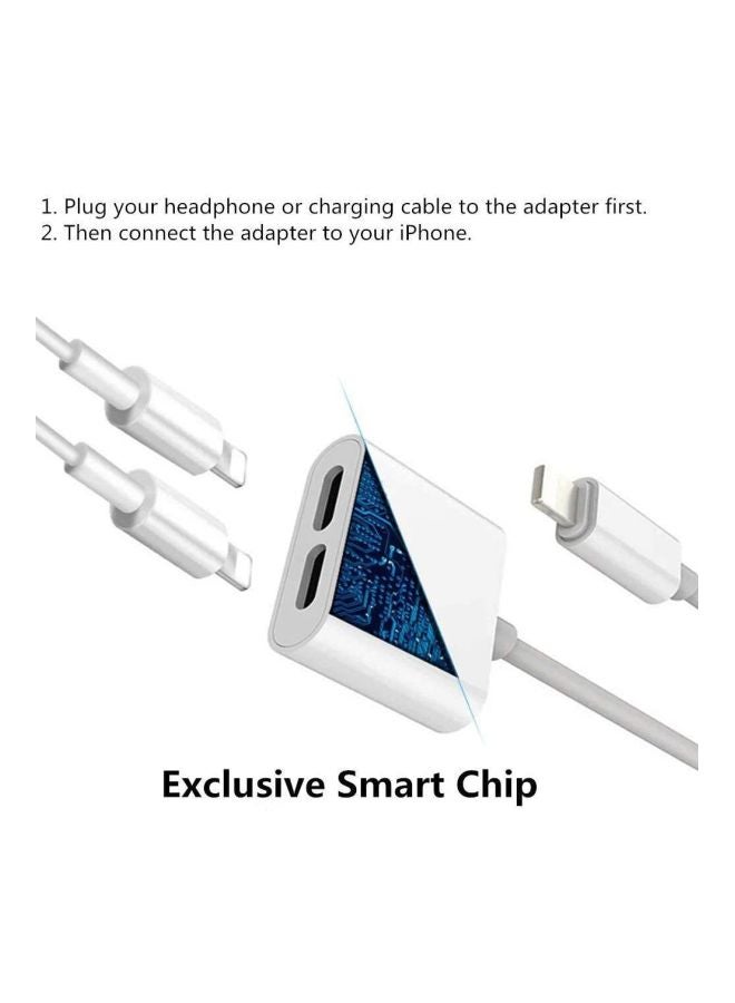 REMAX - Dual Lightning Adapter Splitter For Apple iPhone White - Image 1