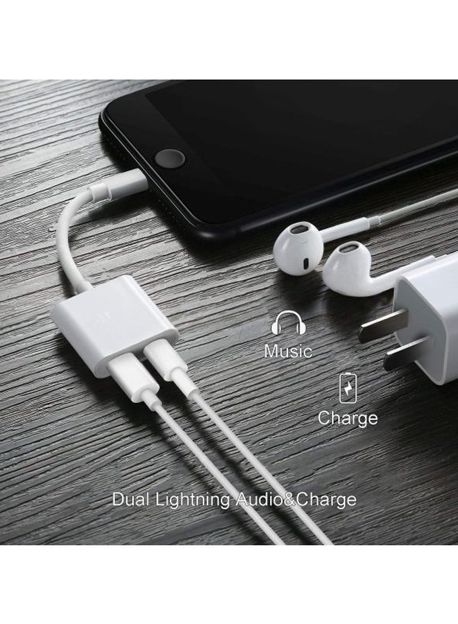 REMAX - Dual Lightning Adapter Splitter For Apple iPhone White - Image 1