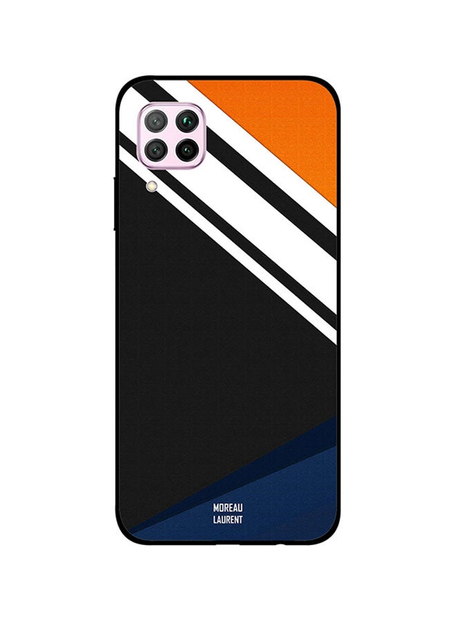 Moreau Laurent Skin Case Cover -for Huawei Nova 7i White Stripes Over Black Pattern White Stripes Over Black Pattern