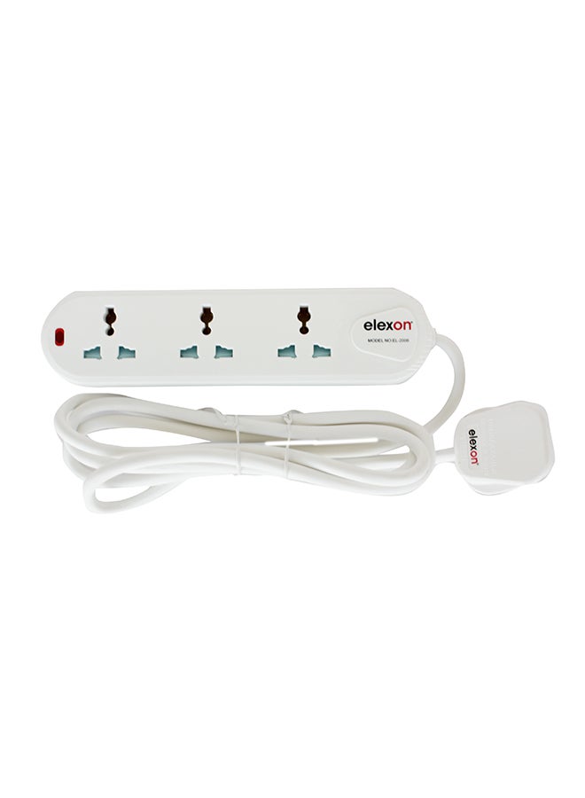 elexon - 3-In-1 Power Extension T-Socket Adapter White - Image 1