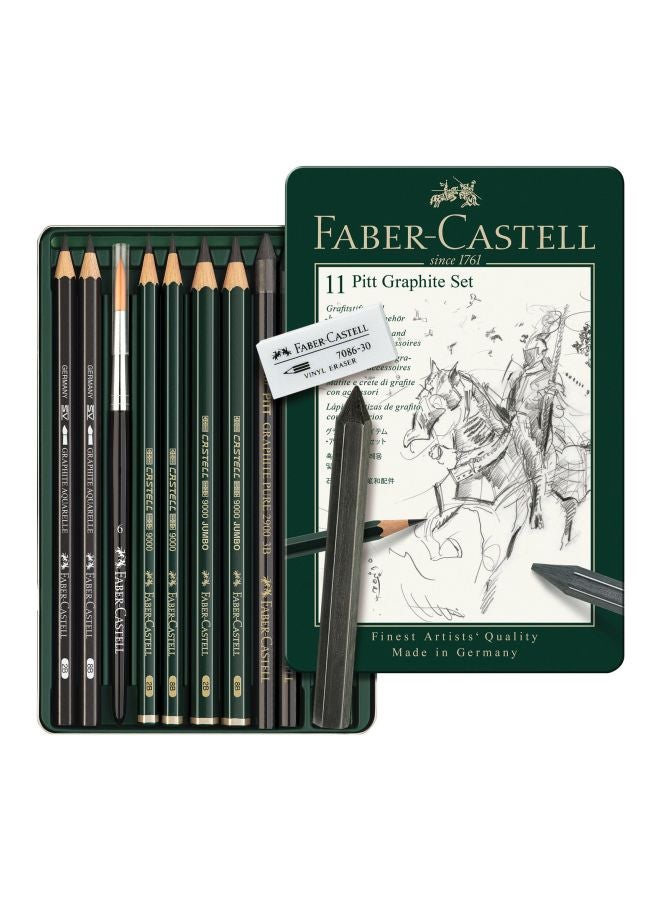 FABER-CASTELL - Faber-Castell-Set Pitt Graphite Tin Small /11  S  112972 Green - Image 1