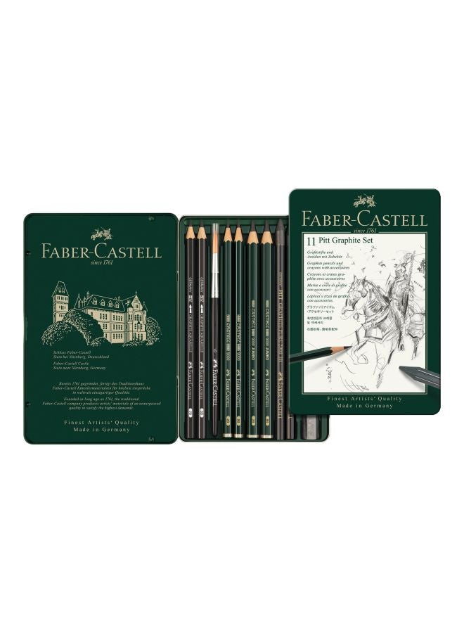 FABER-CASTELL - Faber-Castell-Set Pitt Graphite Tin Small /11  S  112972 Green - Image 1