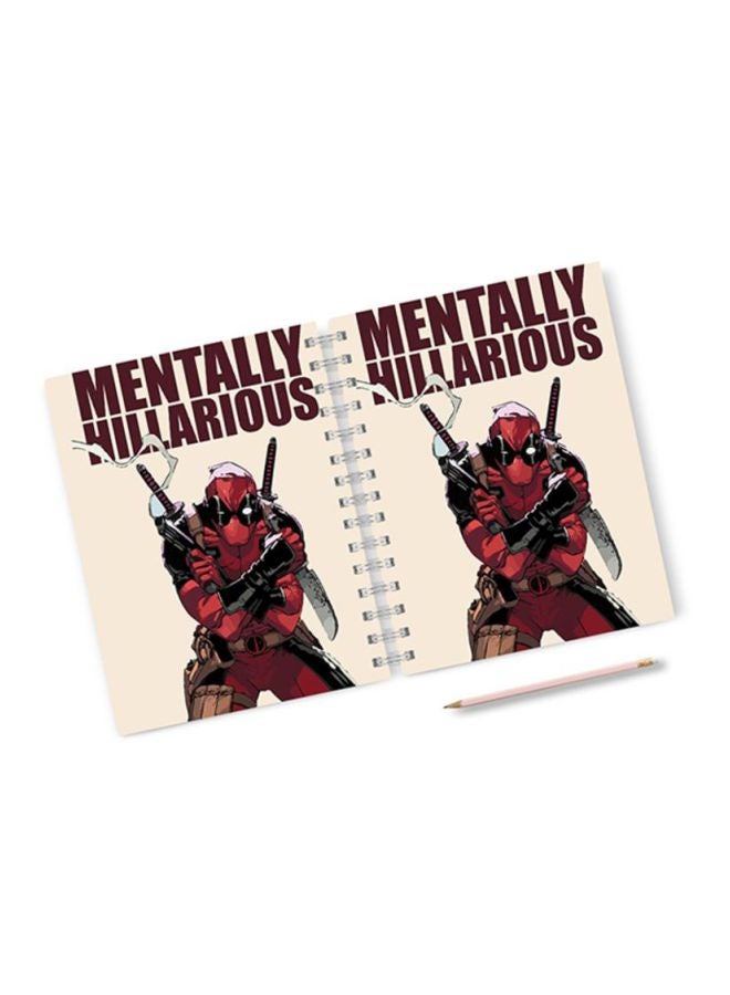 A4 Dead Pool Quote Printed Hard Cover Notebook Red/Black/Beige