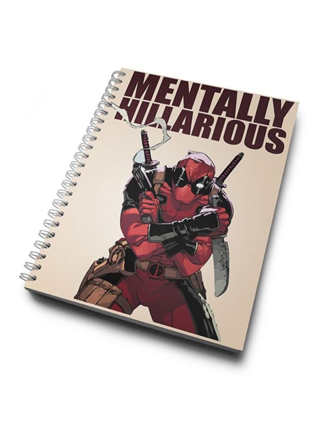 A4 Dead Pool Quote Printed Hard Cover Notebook Red/Black/Beige