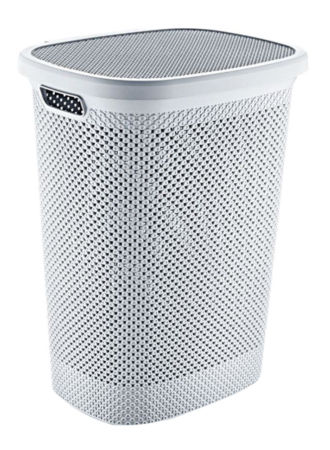 هوبي لايف سلة غسيل بتصميم ماسي قابلة للتنظيف بسهولة مع غطاء، خفيفة الوزن وعصرية وتدوم طويلا وموفرة للمساحة رمادي 37x46x59.5سم