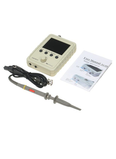 Pocket-Size Digital Oscilloscope With Clip Probe Beige/Grey