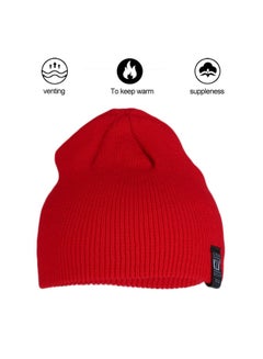 Pinstripe Ski Plain Beanie Knitted Hat Red - v1594058901/N39062795A_2