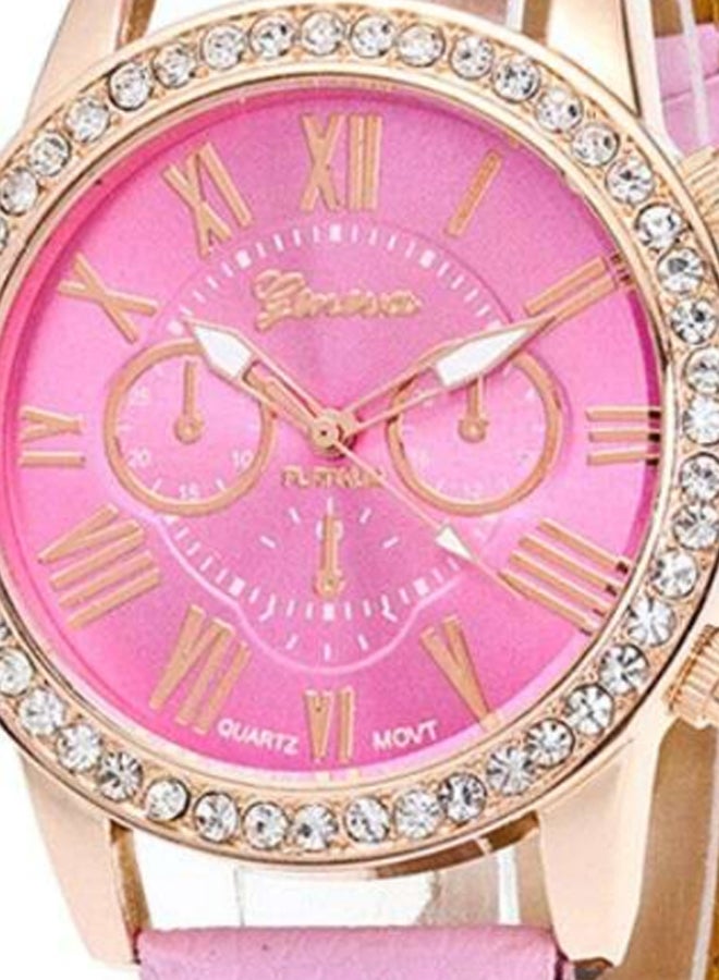 Geneva Women's Leather Analog Watch AWNTG 01 W0460 - 37 mm - Pink - Image 2