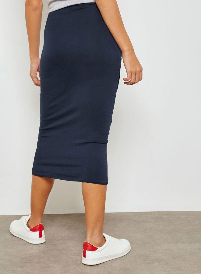 Ginger Basics - Wrap Front Midi Skirt Blue - Image 1