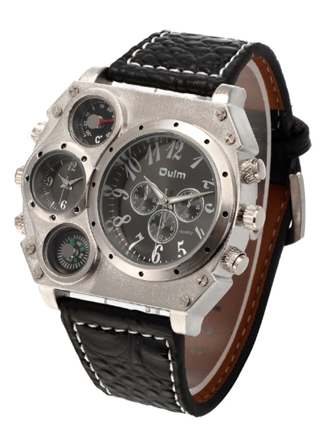 Oulm Men's PU Leather Analog Watch HP1349 - 48 mm - Black  - Image 2