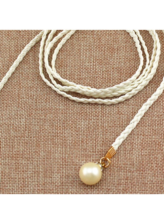 Pearl Braided Waist Belt White - Image 5