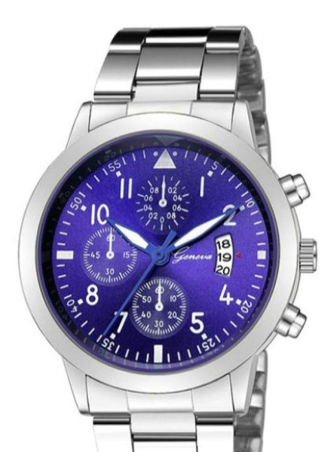 جنيفا ساعة يد بعقارب وسوار من الستانلس ستيل وشاشة لعرض التاريخ طراز NNSB03704906 men - Image 2