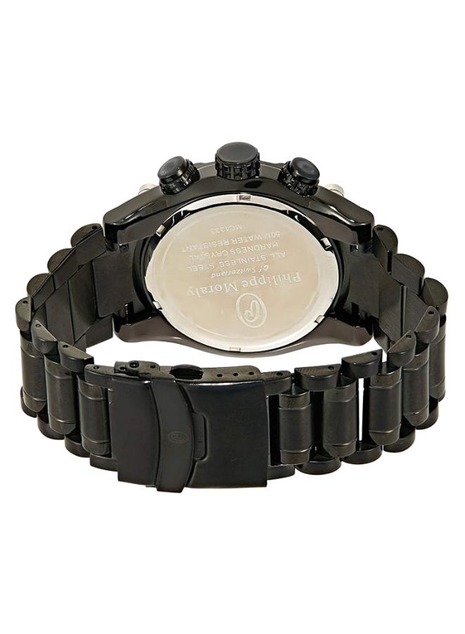 Philippe Moraly of Switzerland - Men's Stainless Steel Chronograph Watch MC1333BBW - Image 1