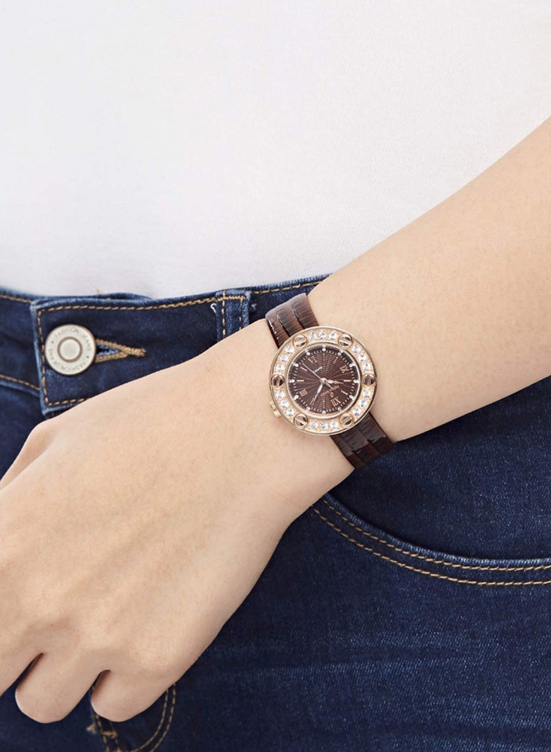 فيليب مورالي السويسرية ساعة يد بعقارب بسوار من الجلد طراز LS1156ROO للنساء - Image 4