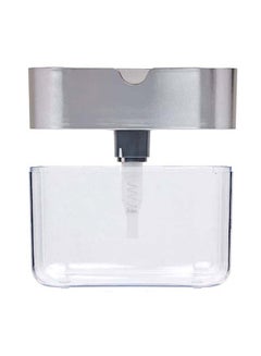 2-in-1 Sponge Rack Shelf Soap And Detergent Dispenser Pump Silver 5.1X3.35X3.5inch