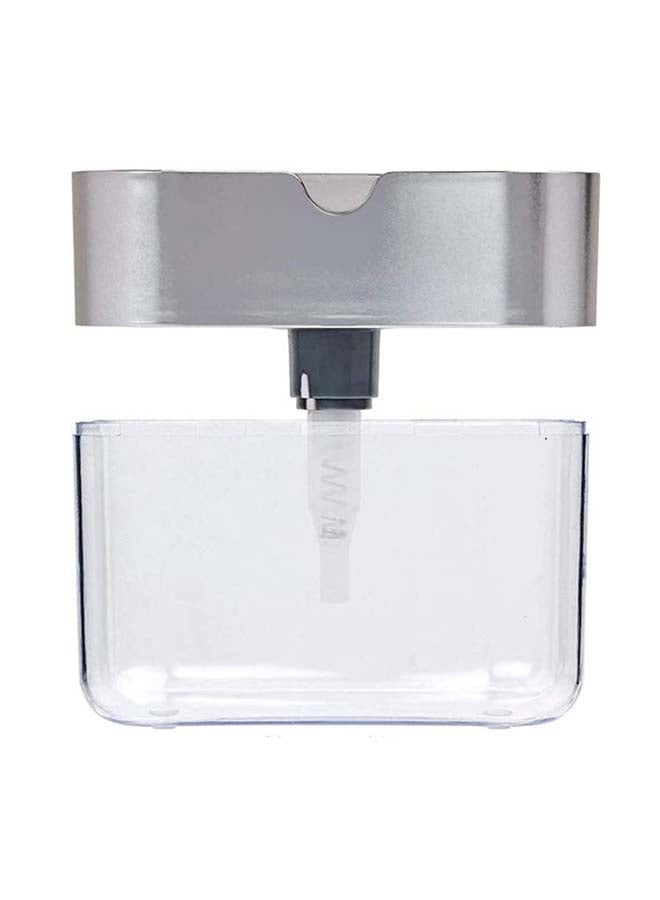 Generic - 2-in-1 Sponge Rack Shelf Soap And Detergent Dispenser Pump Silver 5.1X3.35X3.5inch - Image 1