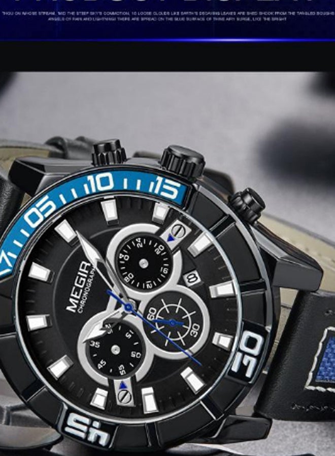 MEGIR - men Water Resistant Chronograph Watch ML2066G-BK-1 - Image 1