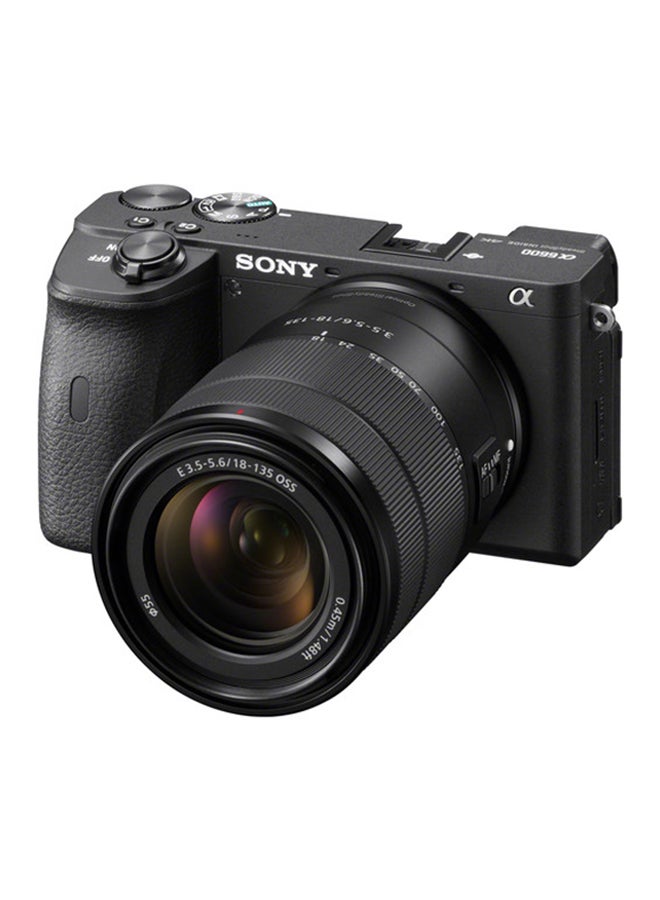Sony - Alpha 6600 Mirrorless APS C Camera With 18 135 mm Zoom Lens and 0.02 sec. Fast AF, Real Time Eye AF For Human And Animal, 5 Axis In Body Optical Image Stabilisation, 4K HDR HLG, Black, ILCE-6600M - Image 1