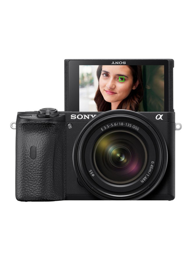 Sony - Alpha 6600 Mirrorless APS C Camera With 18 135 mm Zoom Lens and 0.02 sec. Fast AF, Real Time Eye AF For Human And Animal, 5 Axis In Body Optical Image Stabilisation, 4K HDR HLG, Black, ILCE-6600M - Image 1