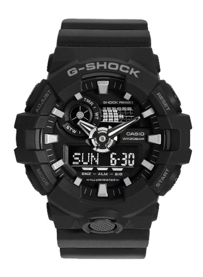 جي شوك ساعة يد ورقمية مستديرة الشكل بسوارٍ من الراتنغ -لون أسود- طراز GA-700-1BER men - Image 2