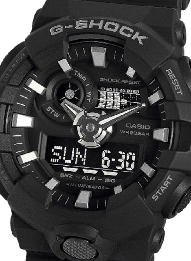 جي شوك ساعة يد ورقمية مستديرة الشكل بسوارٍ من الراتنغ -لون أسود- طراز GA-700-1BER men - Image 5
