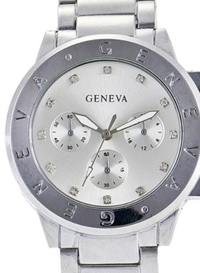 جنيفا ساعة يد بعقارب وسوار من الإستانلس ستيل طراز AWNTG 01 W0038 - قياس 37 مم - لون فضي للرجال - Image 2