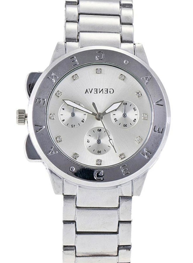 جنيفا ساعة يد بعقارب وسوار من الإستانلس ستيل طراز AWNTG 01 W0038 - قياس 37 مم - لون فضي للرجال - Image 3