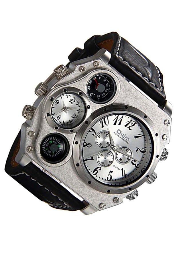 Oulm men Water Resistant Leather Analog Watch Oulm-04-W  - Image 2