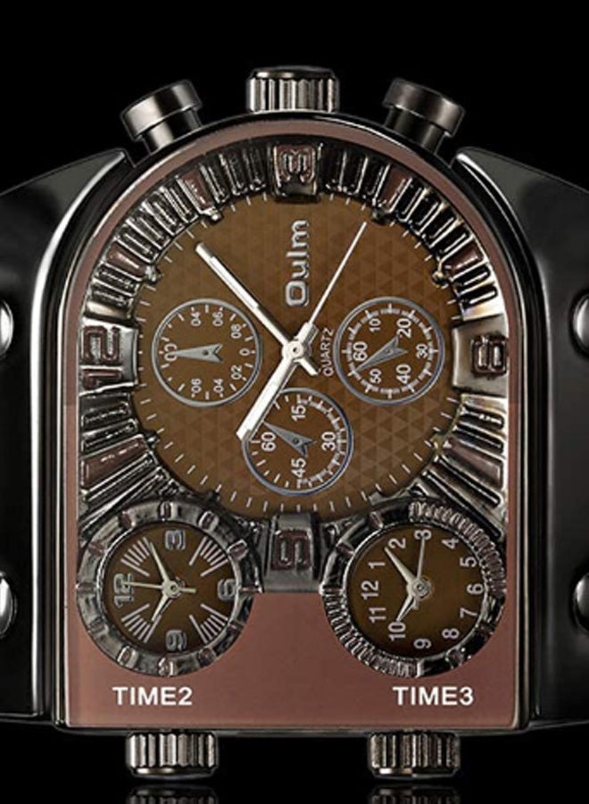Oulm Men's Leather Analog Watch HP9315 - 47 mm - Brown  - Image 2