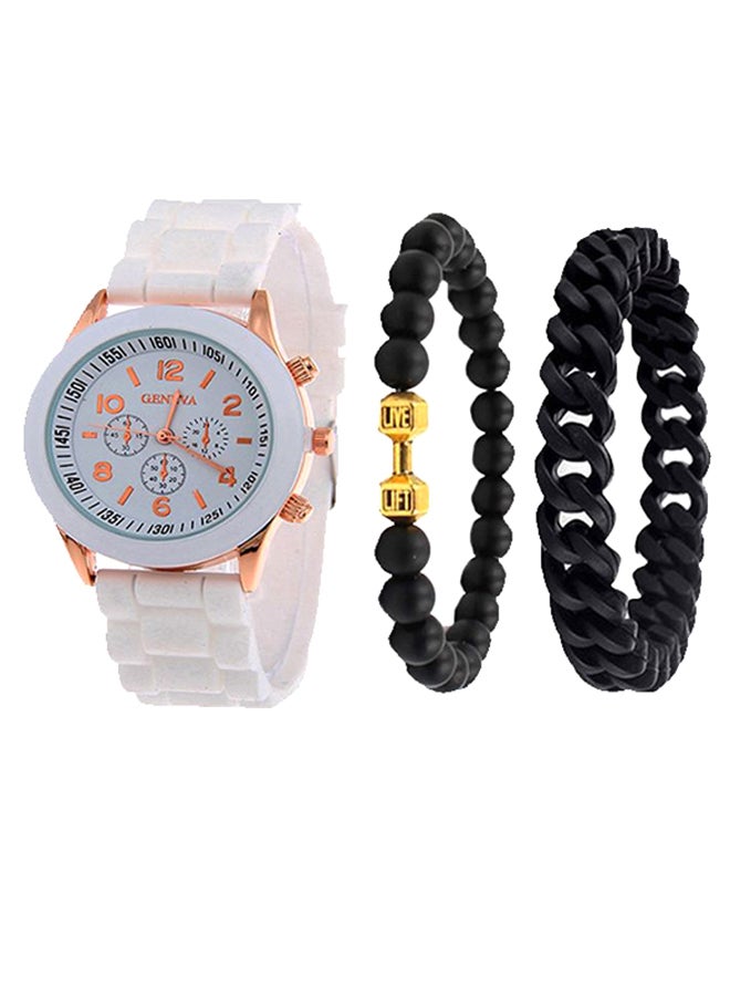Geneva men Silicone Analog Watch NNSB03707142 With Bracelet  - Image 2