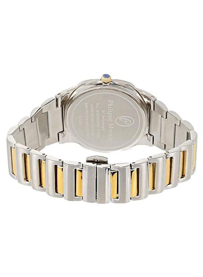 فيليب مورالي السويسرية ساعة يد بعقارب وسوار من الستانلس ستيل طراز M1325CW للرجال - Image 4