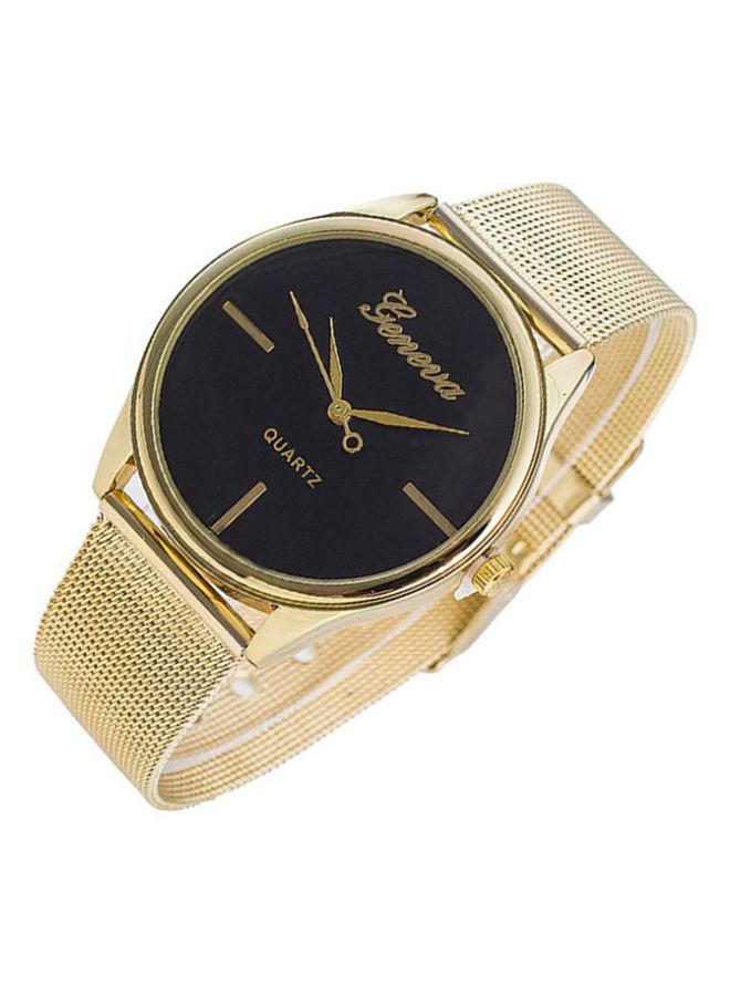 جنيفا ساعة يد بعقارب مقاومة للماء بسوار من الستانلس ستيل طراز AWNTG 01 W0140 - قياس 37 مم - لون ذهبي للنساء - Image 2