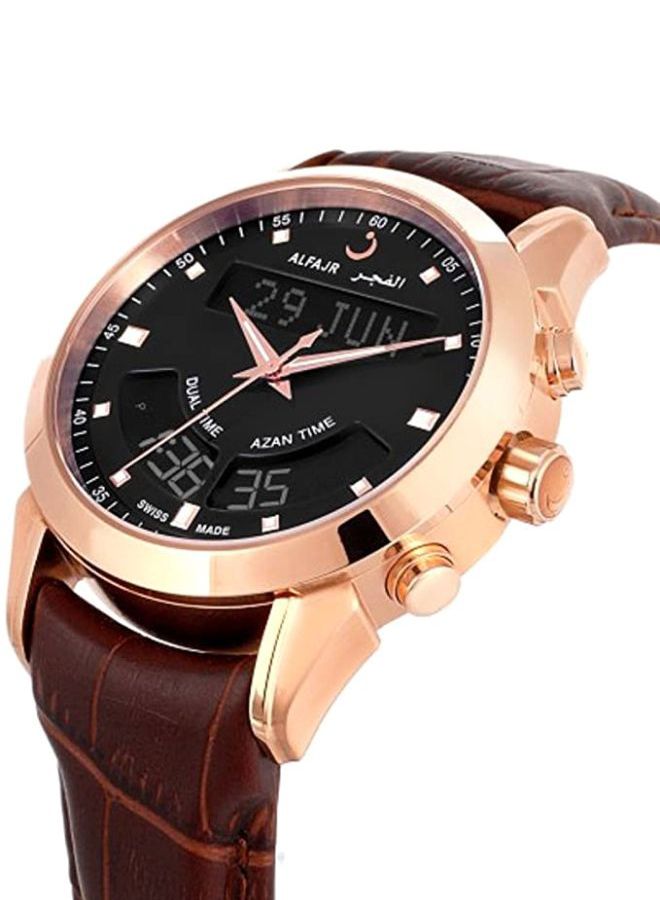 Men's Water Resistant Leather Analog+Digital Watch WA-10B