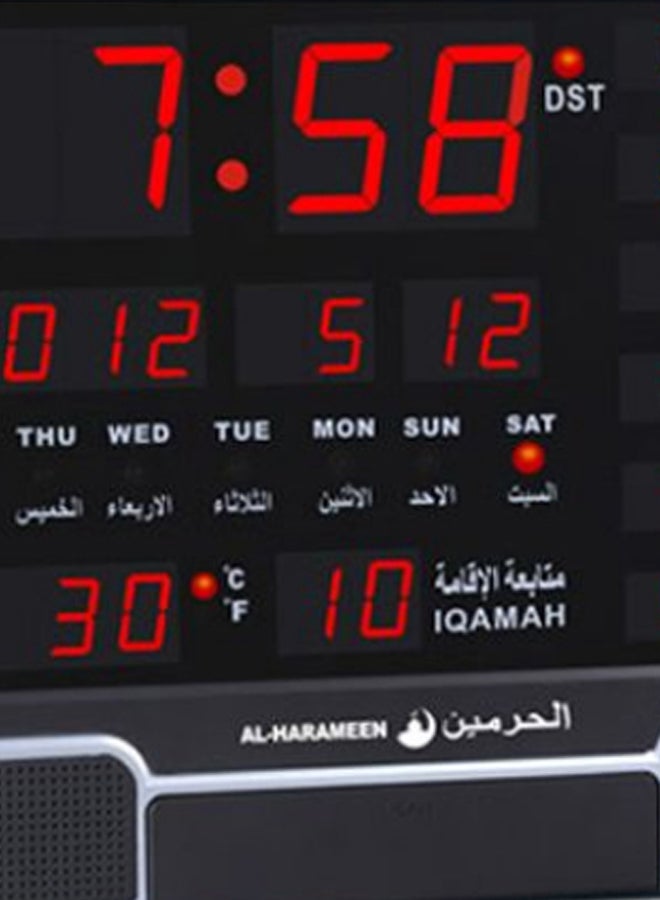 الحرمين ساعة حائط بتصميم الحرمين أسود/ فضي  - Image 2