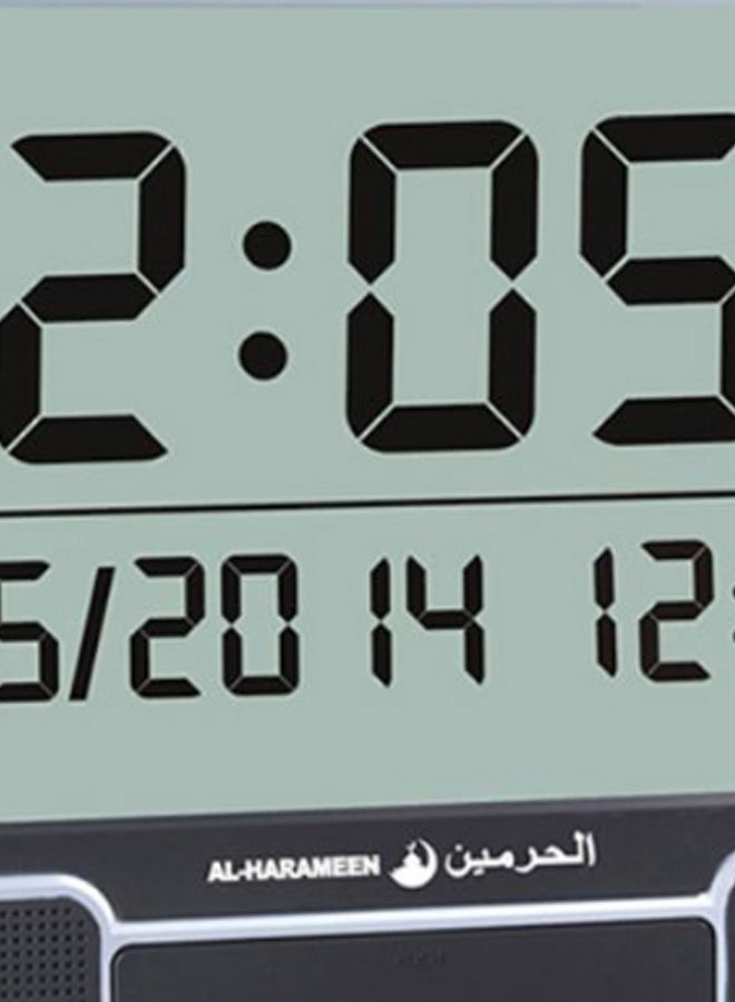 الحرمين - ساعة أذان بمؤقت عرض مواعيد الصلاة أبيض/رمادي - Image 1