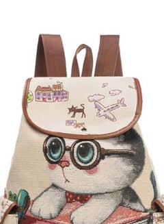 BAGGRA Cartoon Printed Canvas Backpack Beige  - Image 3