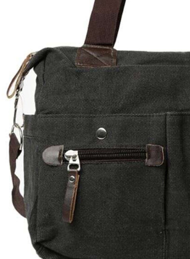 BAGGRA - Zipper Closure Shoulder Bag Black - Image 1