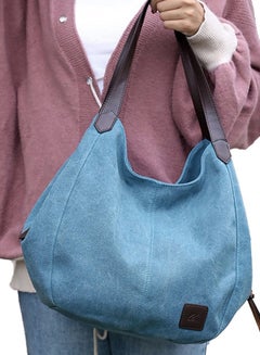 BAGGRA Stitched Detailed Shopper/Tote Blue  - Image 3