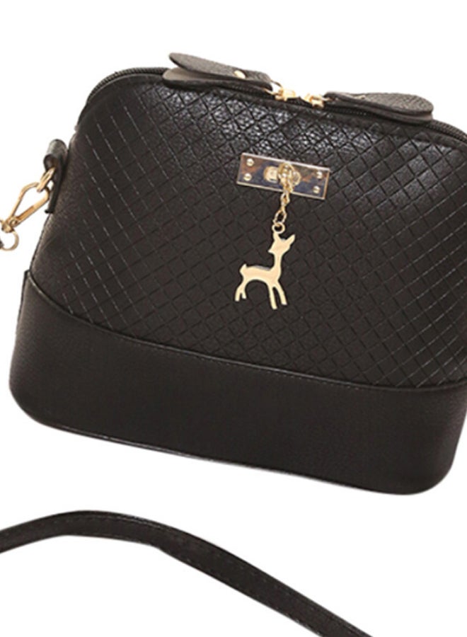 BAGGRA - Zipper Closure Crossbody Bag Black - Image 1