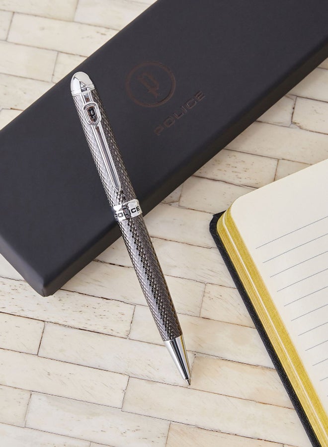 POLICE Medium Nib Knock Type Ballpoint Pen Black/Silver Black/Silver - Image 3