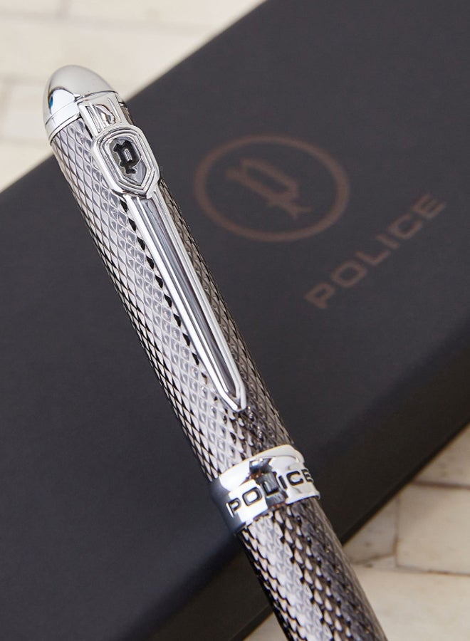 POLICE Medium Nib Knock Type Ballpoint Pen Black/Silver Black/Silver - Image 4