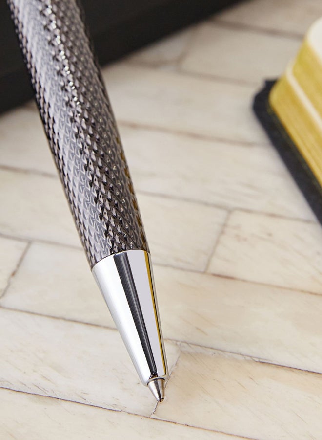 POLICE Medium Nib Knock Type Ballpoint Pen Black/Silver Black/Silver - Image 5