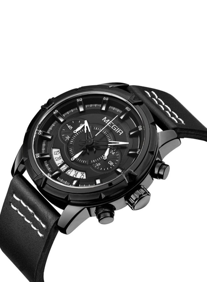 MEGIR men Leather Chronograph Watch 2047G - Image 3