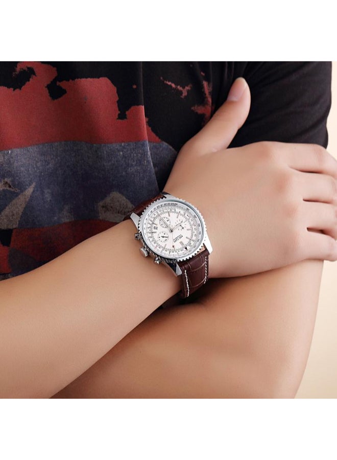 MEGIR men Leather Chronograph Wrist Watch ML2009GBN-7 - Image 2