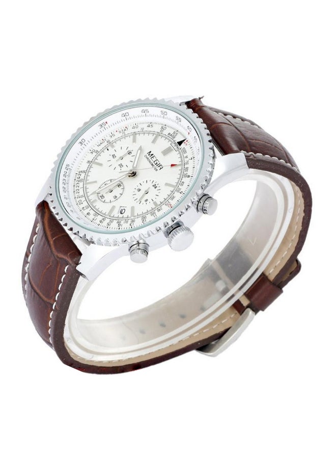 MEGIR men Leather Chronograph Wrist Watch ML2009GBN-7 - Image 5