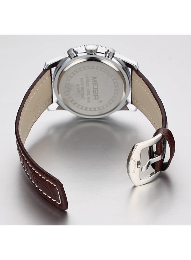 MEGIR men Leather Chronograph Wrist Watch ML2009GBN-7 - Image 4