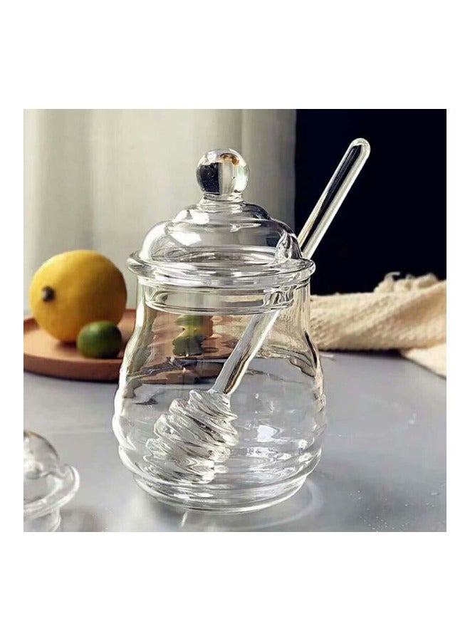 مرطبان عسل من الزجاج الكريستالي مع مغرفة. شفاف Jar - 5.3x3.14, Dipper - 6.1x1.37بوصة - Image 3