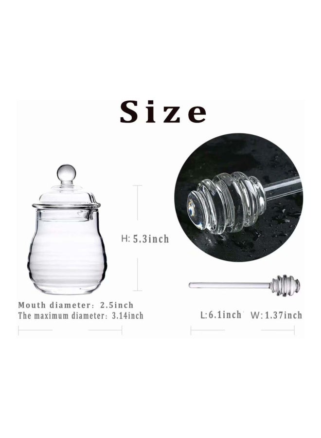 مرطبان عسل من الزجاج الكريستالي مع مغرفة. شفاف Jar - 5.3x3.14, Dipper - 6.1x1.37بوصة - Image 5
