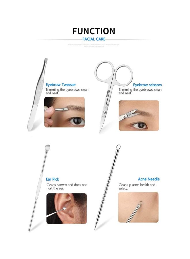 12-Piece Pedicure And Manicure Tool Kit Silver/Brown 12cm - Image 3