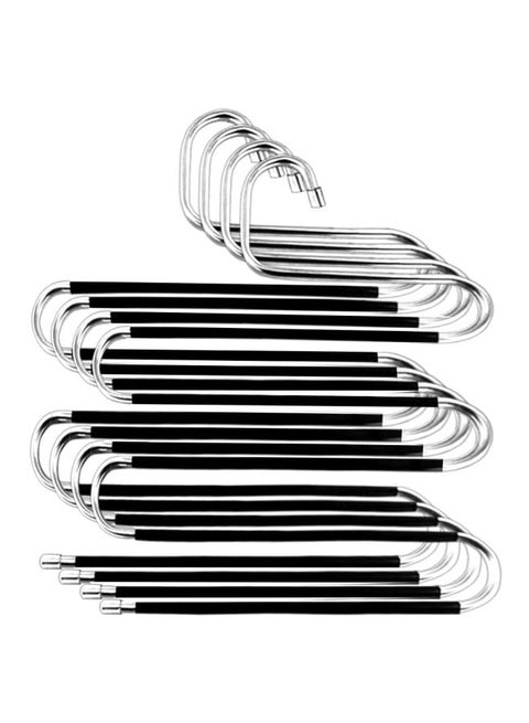 4-Piece Trouser Hanger Set Silver/Black 34.4x38.4cm